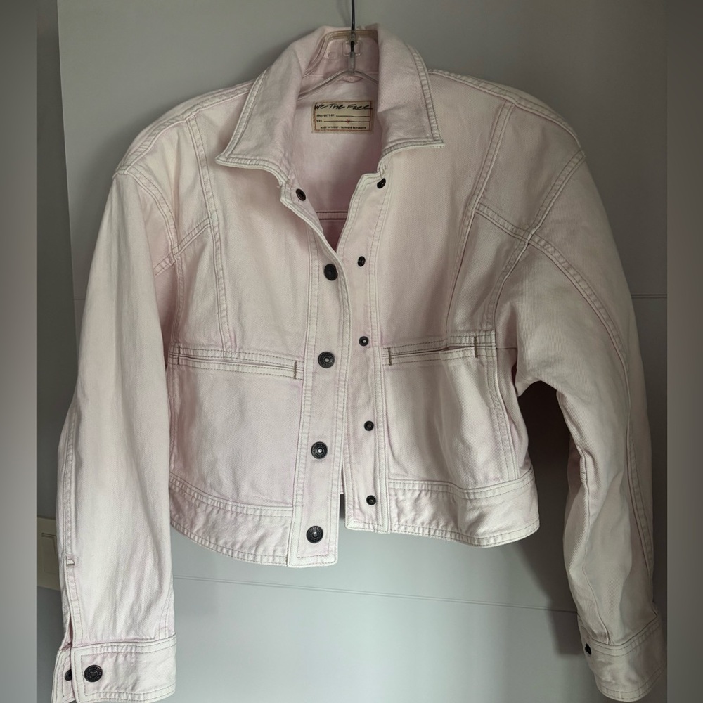 Free people pink denim jacket